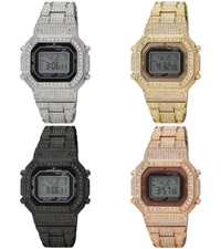 45mm Montres Carlo Men's Digital Hip Hop Luxury Stones Clubbing Wrist Watch 