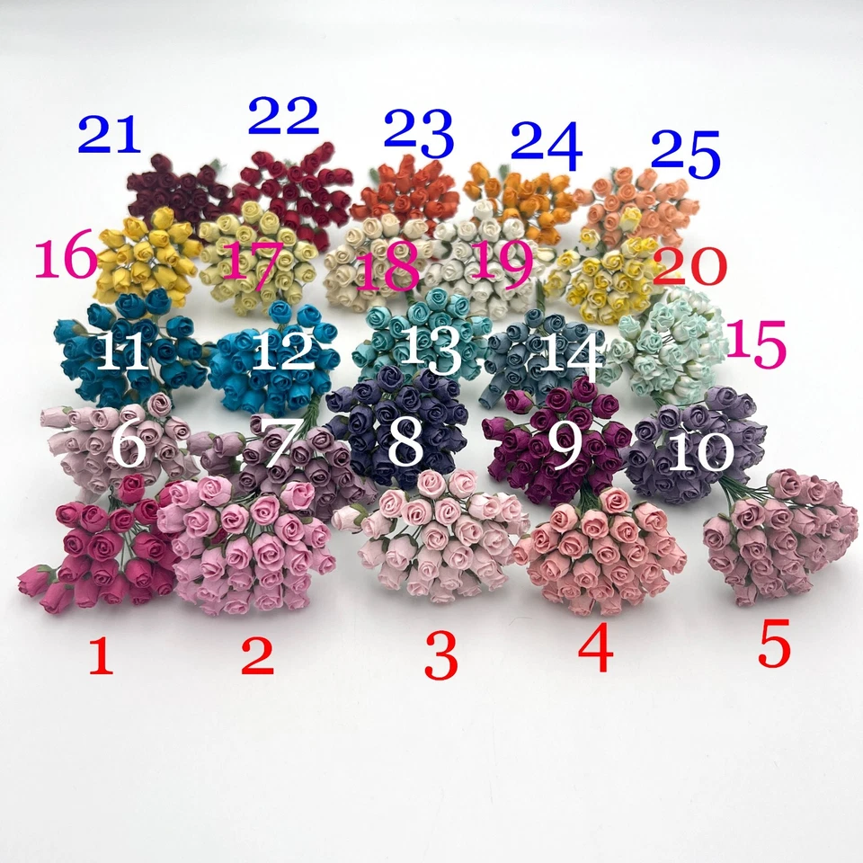 625 MIXED 25 colors Semi Rosebuds Wedding Craft Paper Flower (T30-Kit625-A1) - Image 2 of 4