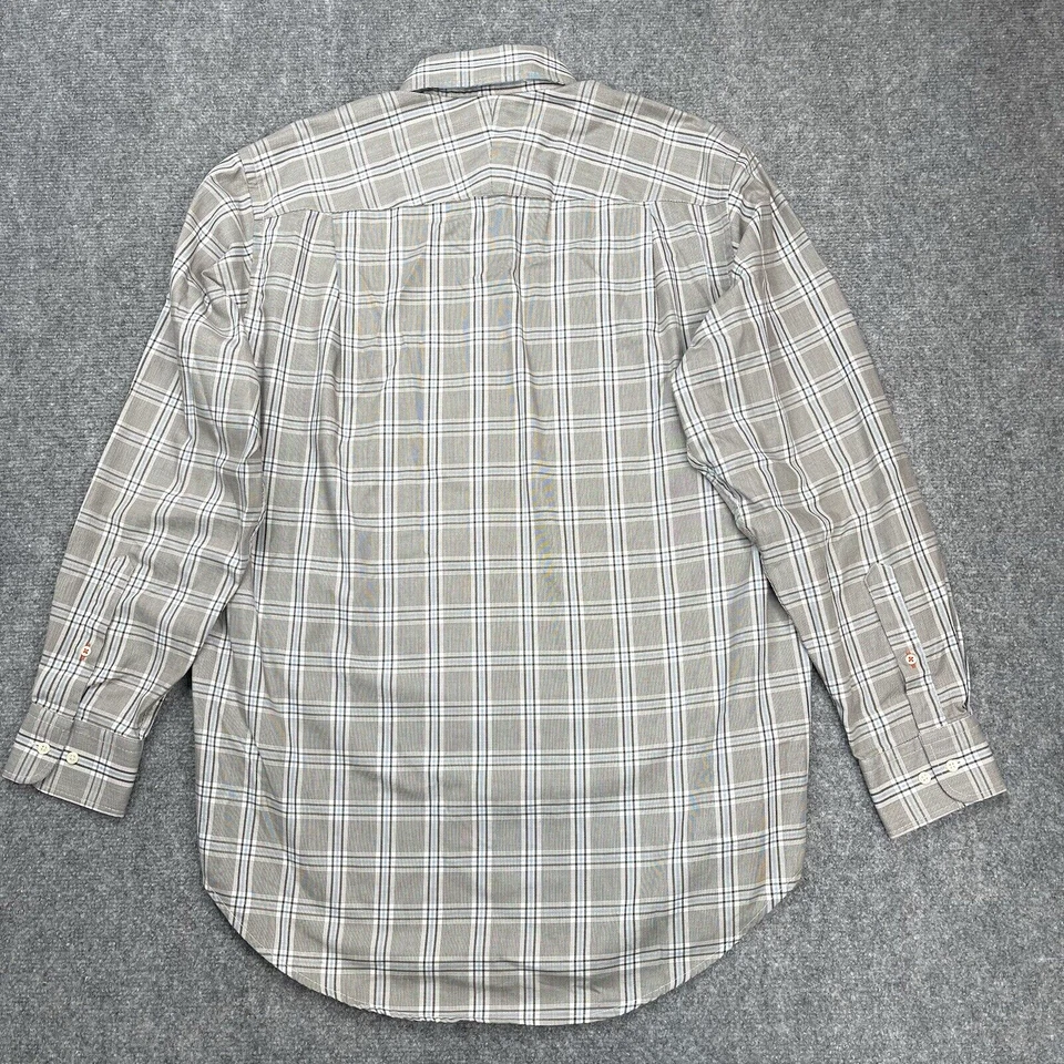 J McLaughlin Shirt Mens Size Large Long Sleeve Button Up Brown Blue Plaid Cotton - Image 2 of 4