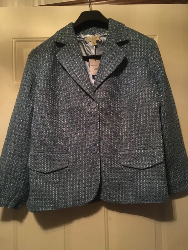 Womens Jacket Appleseed's Blue Size 18W Button front Collar Polyester blend New