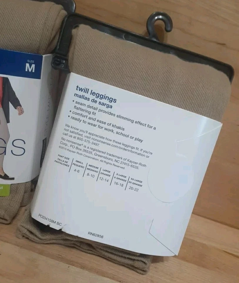 2 PARES: Leggings NO TONSENSE CLASSIC Algodón Spandex Poliéster Tostado Sarga Talla: MEDIANA Foto 2 de 3
