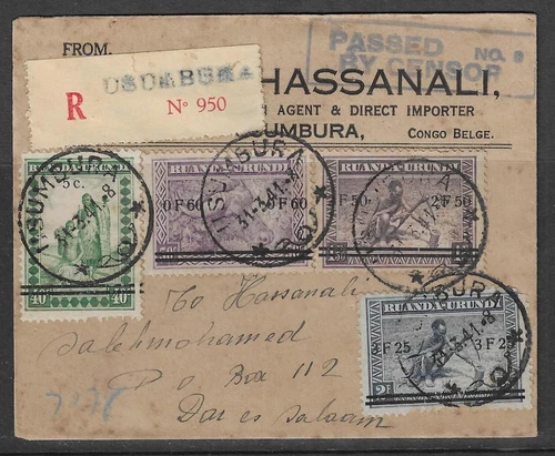 Ruanda Urundi 1941 Censored Cover