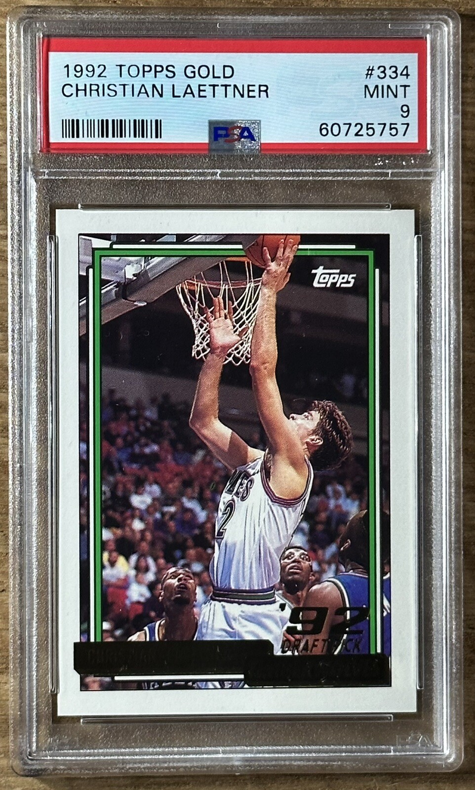 Christian Laettner RC - 1992-93 Topps Gold #334 Rookie - PSA 9 POP 32 New Slab