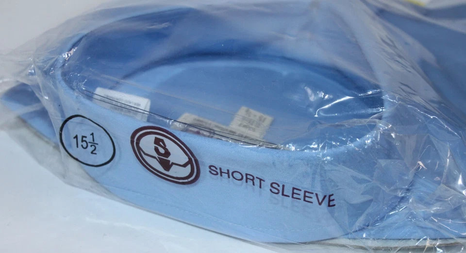 Camisa Western Sheplers De Colección Nueva en Paquete Manga Corta Poli Algodón Azul Perla 15 1/2 Foto 4 de 4