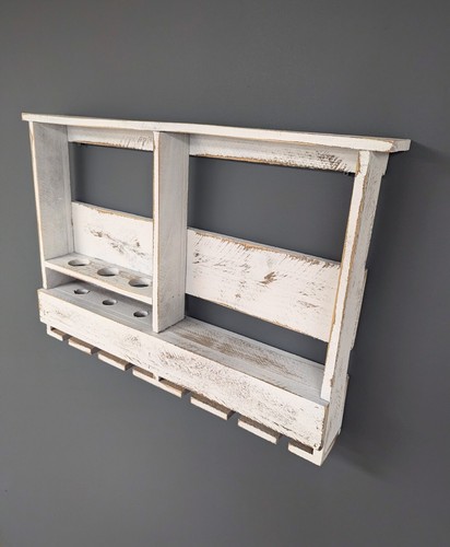 Amish Made 6 Bottle Wine Rack - Wall Mount Wine Storage & Glass Hanger - Picture 3 of 10