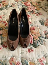 PRADA Brown Suede Women's Size US 8/EUR 38 Peep Toe Heels