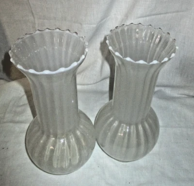 2 globes abat jour tulipes verre opalescent de lampe a petrole lumnaire-25,5 cm - Photo 1/4
