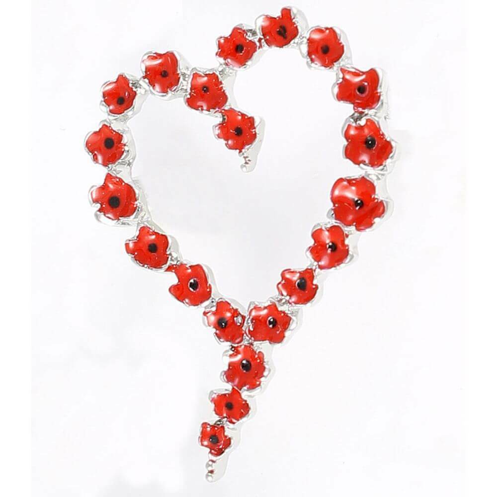 Heart Poppy Wreath Brooch