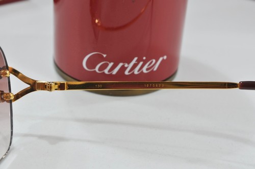 Cartier vintage Rimless decor c sunglasses gold frame real rubies customized - Picture 15 of 24