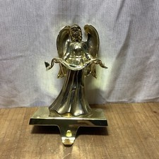 Gold Angel Christmas Stocking Holder Mantle Hanger Hook Heavy Beautiful Holiday
