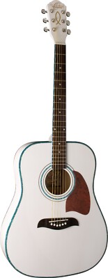 Oscar Schmidt OG2WH, Dreadnought Westerngitarre in weiß mit Abalone Binding