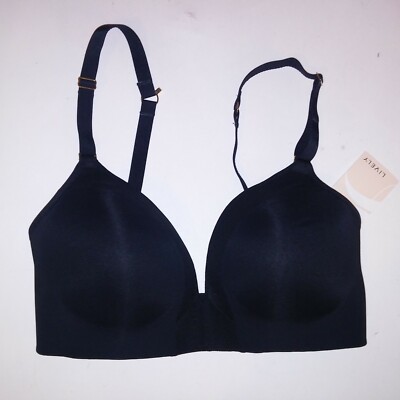 Lively Bra 32DD Black Solid Lightly Lined Wireless New