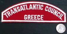 BSA TRANSATLANTIC COUNCIL BLACK EAGLE OA 482 RWS RED & WHITE STRIP PATCH GREECE