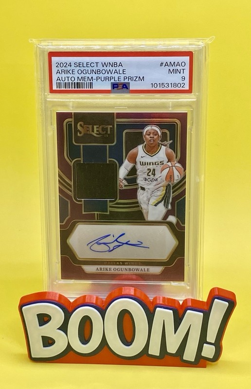 2024 Panini Select WNBA Auto Memorabilia Arike Ogunbowale Purple Prizm /99 PSA 9