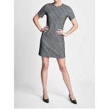 Spanx Dress Womens 2X Ponte Mini Jacquard Black White Knit Short Sleeve Stretch