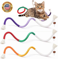3 PCS Cat Chew Toys Rope Set, 27.56" Natural Sisal Cotton Rope Cat Toys with C