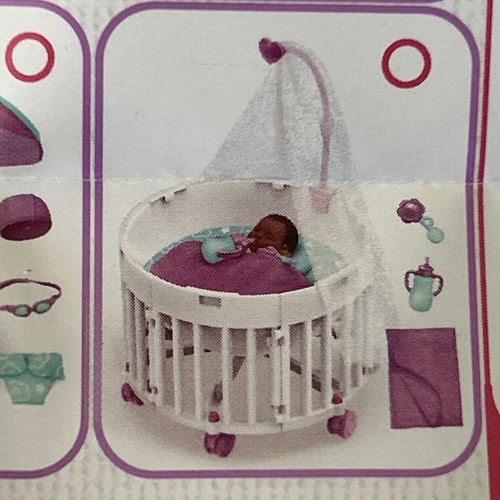 Mini Brands My Mini Baby Series 2 African American Baby w Teal Blue Purple Crib - Picture 5 of 5