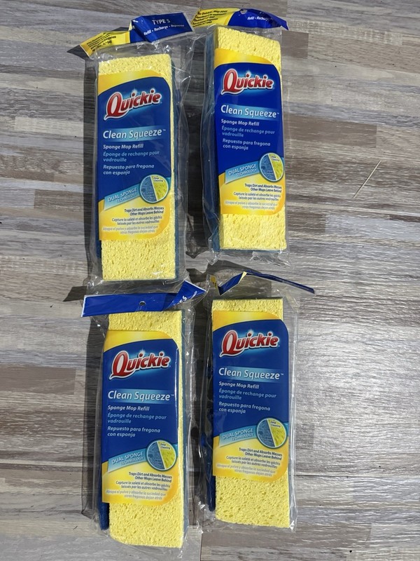 Lot Of 4x Quickie Clean Squeeze Sponge Mop 045 Type S Refill New Sealed NOS 2015