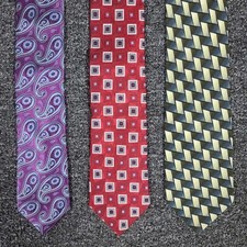 Silk Tie Lot Mens Standard Size Multi-Width Geometric Three Piece Business Set