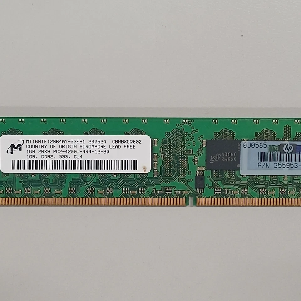 Micron 1GB DDR2 RAM PC2-4200 533Mhz Non-ECC Unbuffered DIMM MT16HTF12864AY-53EB1 - Image 2 of 2