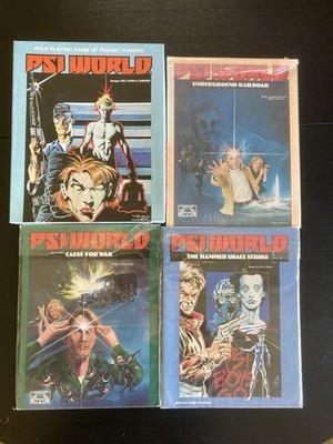 Lot: Vintage 80s PSI World RPG (Fantasy Games Unlimited) box & 3 modules