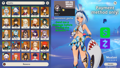 #ad Genshin Impact AR 60 America Mualani C2 Furina Flins Yoimiya Zhongli $225.00