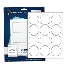 2.5" Round Labels, All Purpose White, Laser or Inkjet Printing, 1200 Labels