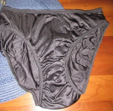 vtg ADONNA BLACK  MEGA HI LEG SISSY sheer nylon panties 8/XL MINT