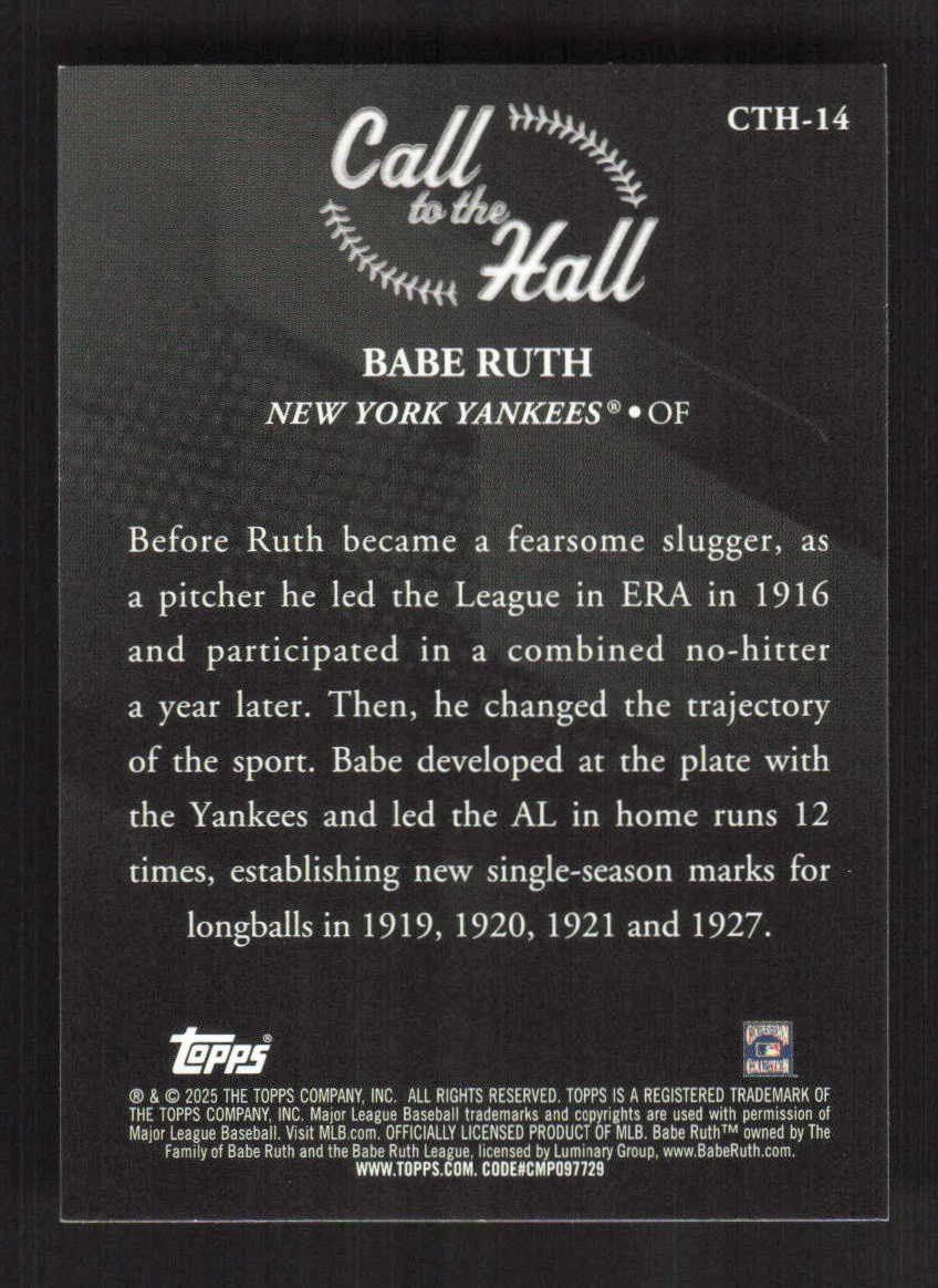 Babe Ruth 2025 Topps Call to the Hall #CTH-14 | eBay