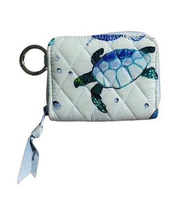 Vera Bradley Wallet Zip ID Coin Change Keychain Small  Sea Turtle Blue Sea Print
