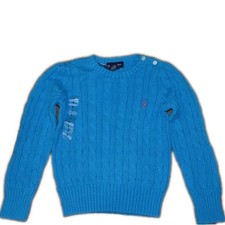 NWT Polo Ralph Lauren Girls Cable Knit Pullover Sweater Preppy School Cotton 6