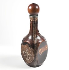 Italian Leather-Wrapped Glass Wine Decanter with Embossed Tooling — listing 4