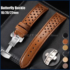 18mm 20mm 22mm Genuine Cowhide Leather Watch Band Strap for Men Women Butterfly