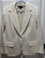 NEW Pendleton Off White 100 Wool One Button Blazer Jacket Women s 18 Petite