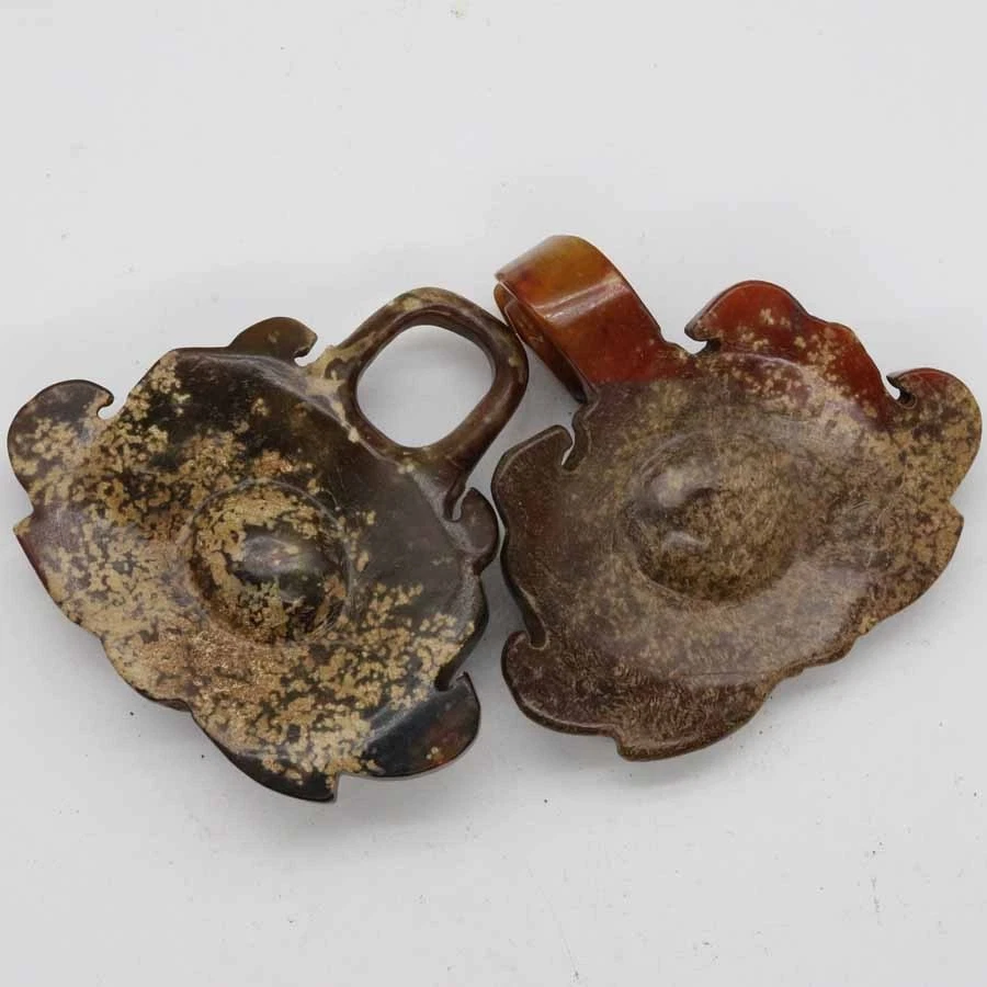 Cultura oriental china tallado cabeza de bestia de jade pluma venas broche de blet C300 Foto 3 de 4