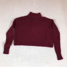 American Eagle Maroon Cropped Chunky Knit Sweater XS