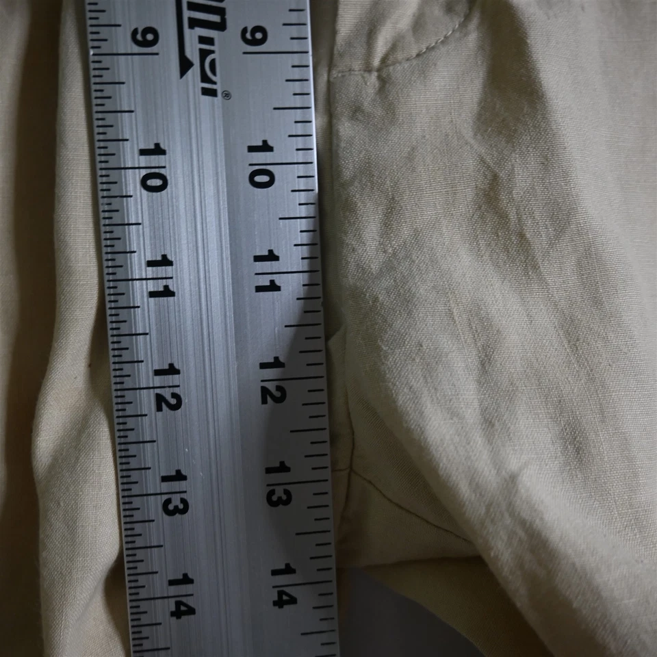 Daniel Cremiuex 36x29 Beige Khaki 100% Linen Classic Pleated Cuffed Dress Pants - Image 3 of 4