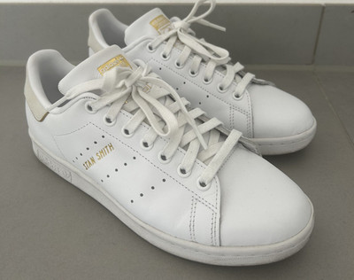 adidas Stan Smith 39 1/3 weiß mit gold und beige Damen und Herren Low Top