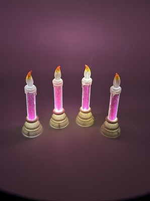 Roman Inc. Flameless Advent Candles Set of 4 - 6.5'' Glitter Orange Flame Tip EUC