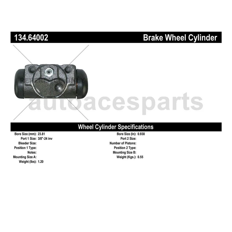 Cilindro de rueda de freno de tambor trasero para International Harvester Scout II 3,2 L 1974-80 Foto 3 de 4
