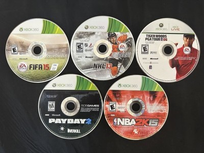 Lot Of 5 Games NHL 13 FIFA 15 NBA 2K15 Pay Day 2 Tiger Woods 06 For Xbox 360
