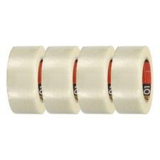 4 Rolls Filament Strapping Tape, 2"x54.7yd Fiberglass Striped Packaging