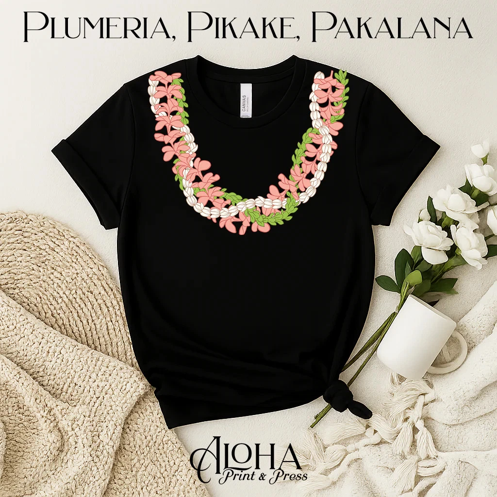 Hawaiian Lei Shirt – Plumeria & Pikake Floral Tee