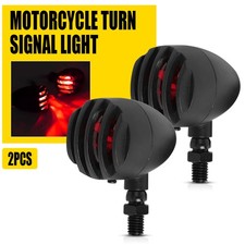 2PCS Motorcycle Turn Signal Light Red Indicator Black Bullet Blinker Universal