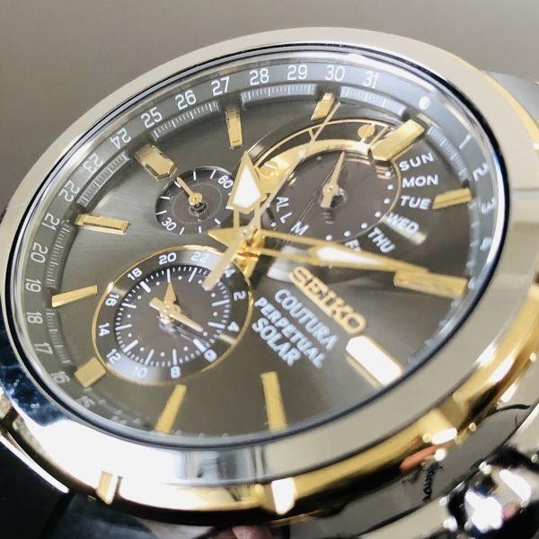 Seiko Chronograph Solar Men's Watch Perpetual Calendar Model V198