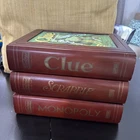 Vtg Parker Brothers Wood Book Box SCRABBLE & CLUE Board Game Lot Family Group