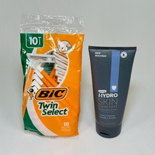 Schick Hydro Skin Comfort Shave Cream 6oz  BIC Twin Select 10 Razors