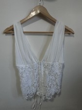Windsor White Lace-Up Floral Lace Bustier Corset Top Women s Size M
