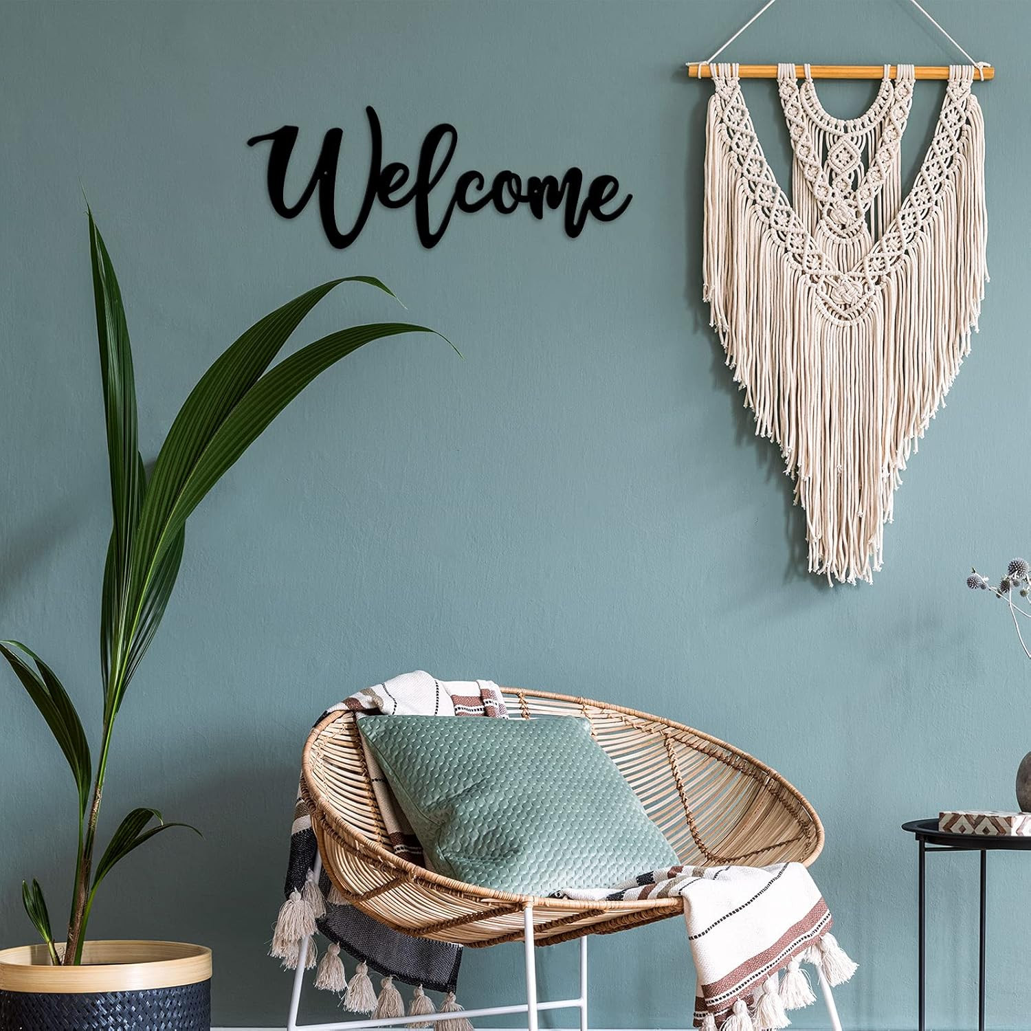 Welcome Metal Sign Wall Decor Cutout Letters Hanging Art for Home & Office