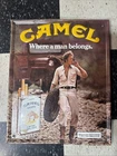 Vintage 1982 Camel Cigarettes Metal Tin Sign Where A Man Belongs w/ Jeep 22x18